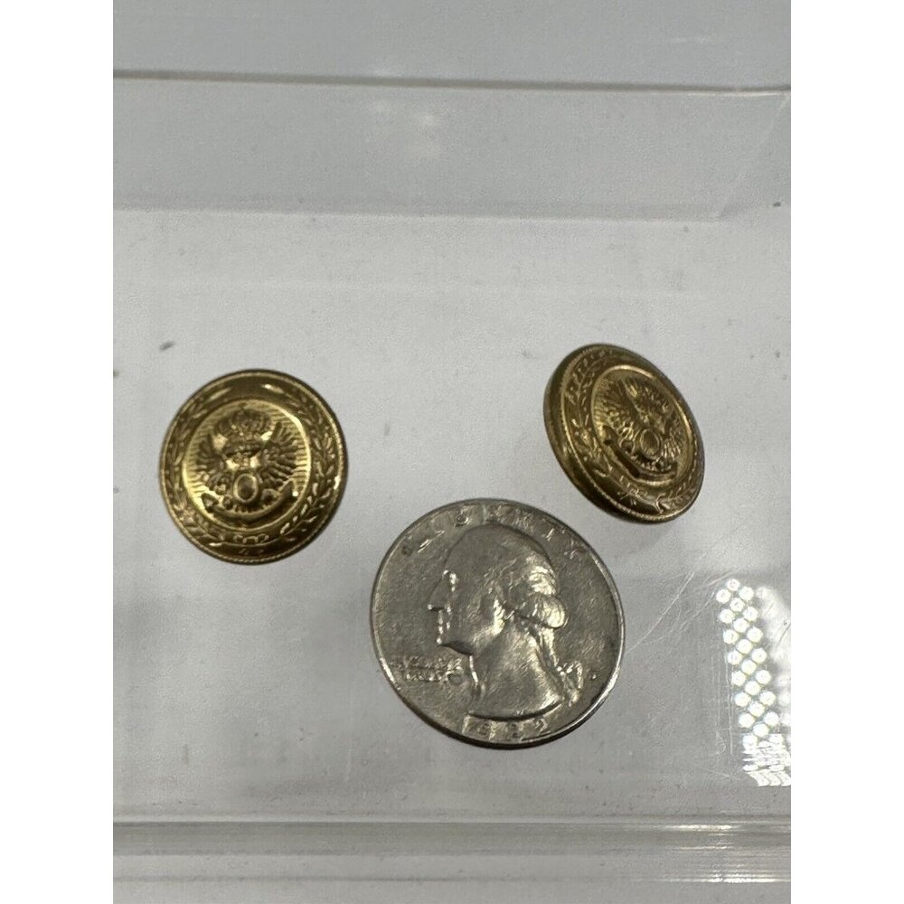 Vintage Military Brass Pair Of Buttons, Crown Eagle And Arrow (K-76)